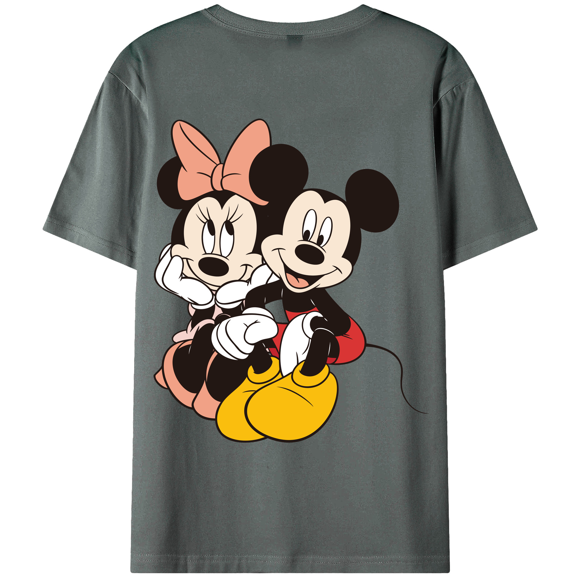 ミッキーマウス Mickey Mouse 綿100％ メンズ半袖Tシャツ（バックプリント） 通気性